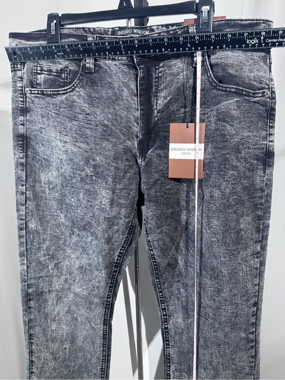 Brand New Indigo Wisdom Mens Vintage Wash Grey Jeans Faded Black Denim 36x30